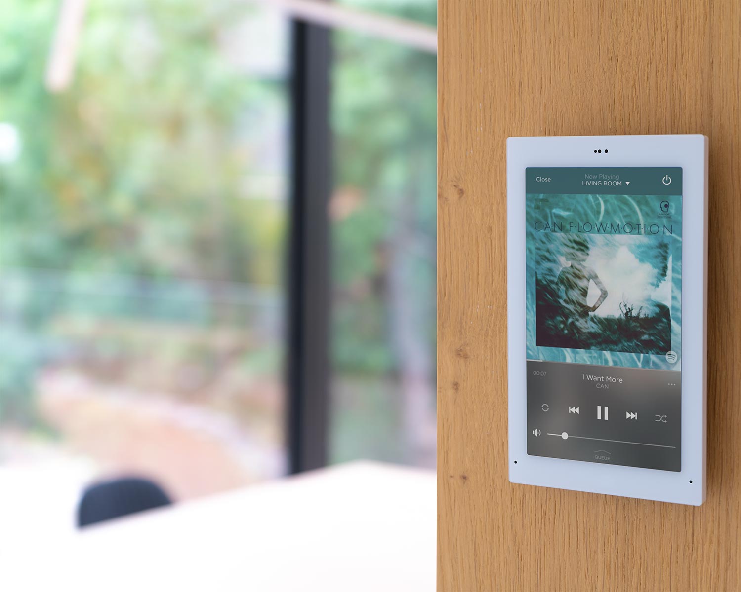 Savant touch panel in a wood wall