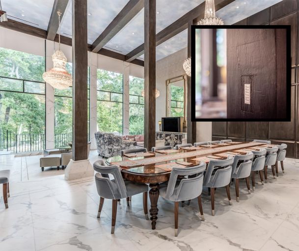 Living room with detail of keypad